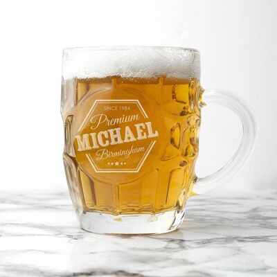 Personalised Premium Dimpled Beer Glass (PER2818-001) (TreatRepublic2405)