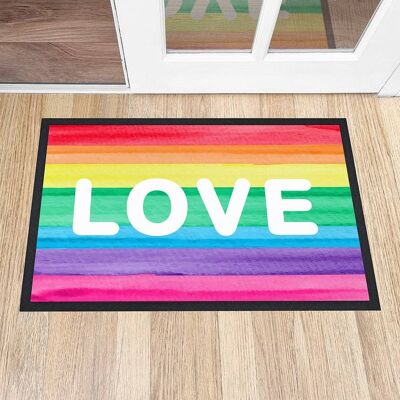 Personalised Rainbow Stripe Doormat (PER4353) (TreatRepublic2415)