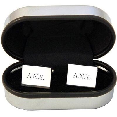 Personalised Rectangle Silver Plated Cufflinks (PER13-CLS) (TreatRepublic2432)