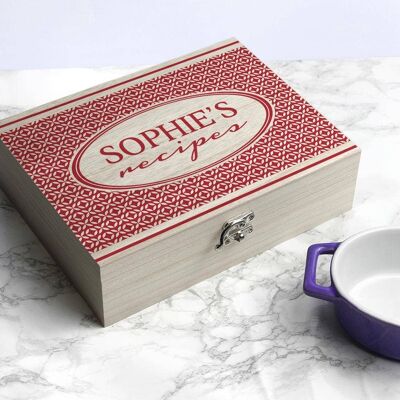 Personalised Retro Geometirc Recipe Box (PER2669-PNK) (TreatRepublic2447)