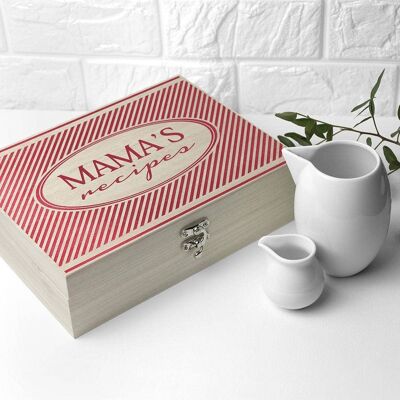 Personalised Retro Stripe Recipe Box (PER2666-BLU) (TreatRepublic2453)