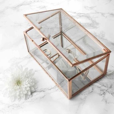 Personalised Rose Gold Glass Jewellery Box (PER2633-PLA) (TreatRepublic2471)