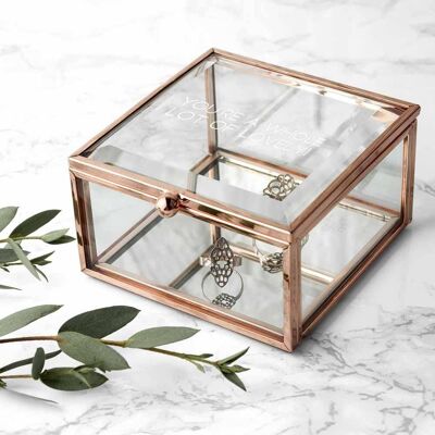 Personalised Rose Gold Glass Trinket Box (PER2632-PLN) (TreatRepublic2473)