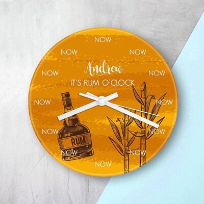 Personalised Rum O'Clock Glass Clock (PER3948-001) (TreatRepublic2496)
