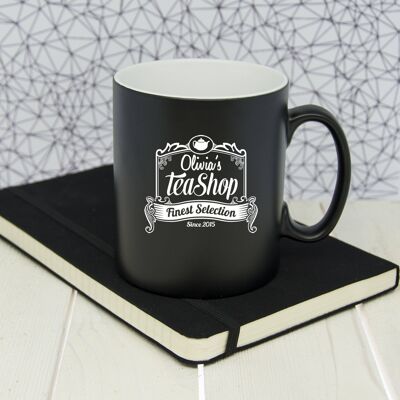 Personalised Silhouette Tea Shop Mug (PER959-BLK) (TreatRepublic2521)