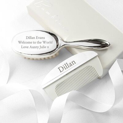 Personalised Silver Plated Baby Brush And Comb Set (PER3204-001) (TreatRepublic2529)