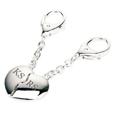 Personalised Silver Plated Joining Hearts Keyrings (PER173-001) (TreatRepublic2534)