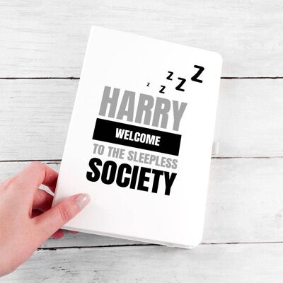 Personalised Sleepless Society A5 Notebook (PER3375-SIL) (TreatRepublic2585)