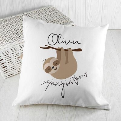 Personalised Sloth Hang In There Cushion Cover (PER3759-001) (TreatRepublic2596)