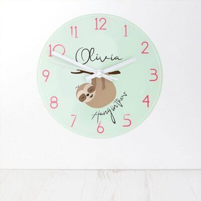 Personalised Sloth Hang In There Wall Clock (PER3761-001) (TreatRepublic2598)