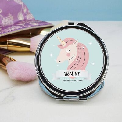 Personalised Sparkle Squad Round Blue Compact Mirror (PER3239-FUC) (TreatRepublic2620)