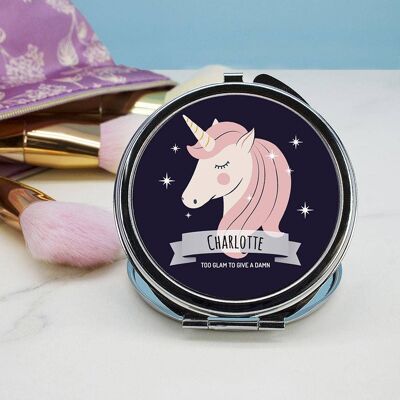 Personalised Sparkle Squad Round Navy Compact Mirror (PER3238-FUC) (TreatRepublic2624)