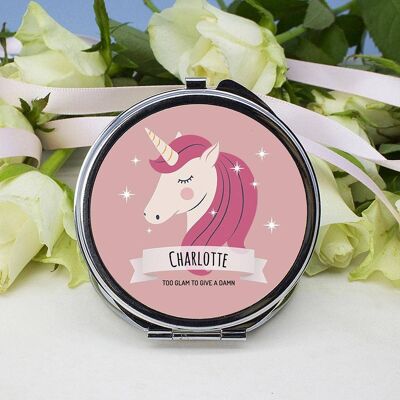 Personalised Sparkle Squad Round Pink Compact Mirror (PER3240-FUC) (TreatRepublic2627)