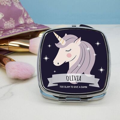 Personalised Sparkle Squad Square Navy Compact Mirror (PER3241-VIO) (TreatRepublic2640)