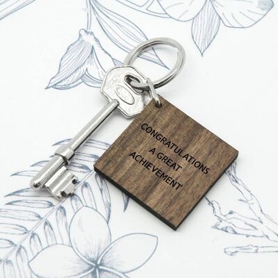 Personalised Square Walnut Keyring (PER3114-001) (TreatRepublic2679)