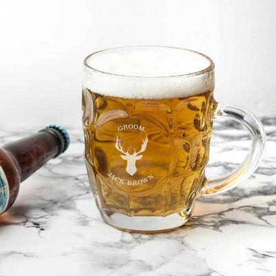 Personalised Stag Dimpled Beer Glass (PER2814-001) (TreatRepublic2681)