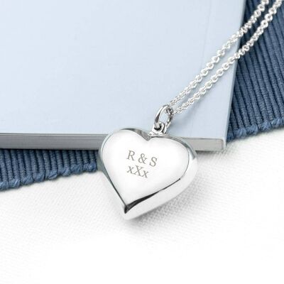 Personalised Sterling Silver Heart Necklace (PER40-001) (TreatRepublic2693)