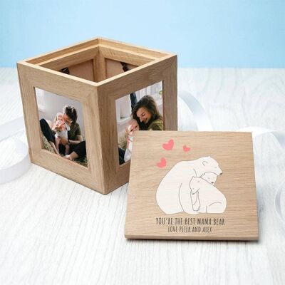Personalised The Best Mama Bear Oak Photocube Keepsake Box (PER3337-001) (TreatRepublic2740)