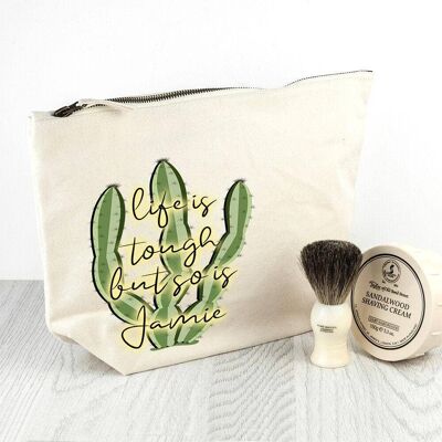 Personalised Tough as Cactus Cream Wash Bag (PER3772-001) (TreatRepublic2761)