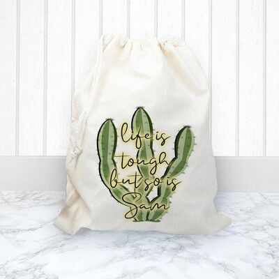 Personalised Tough as Cactus White Laundry Bag (PER3773-001) (TreatRepublic2769)