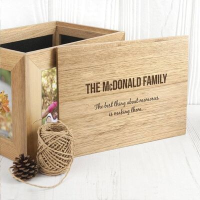 Personalised We Are Family Midi Oak Photo Cube Keepsake Box (PER3051-001) (TreatRepublic2837)