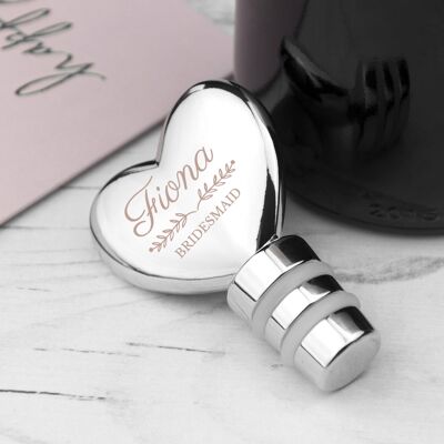 Personalised Wedding Silver Plated Heart Bottle Stopper (PER3717-001) (TreatRepublic2852)
