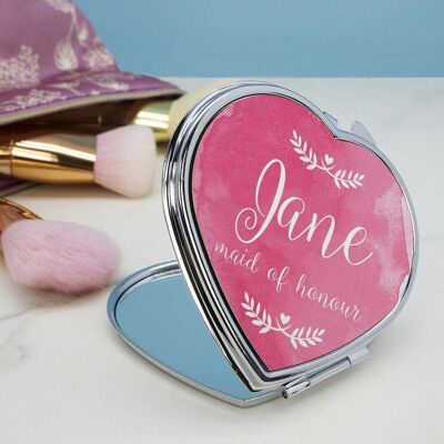 Personalised Wedding-Glam Compact Mirrors - Heart (PER2369-001) (TreatRepublic2854)