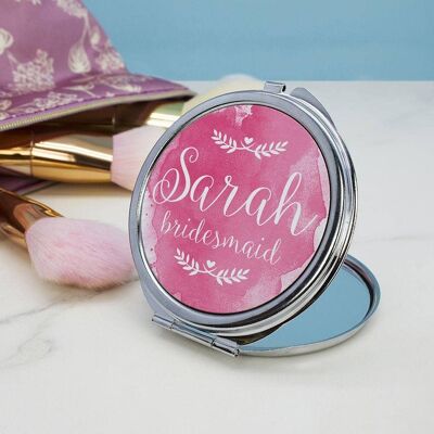 Personalised Wedding-Glam Compact Mirrors - Round (PER2367-001) (TreatRepublic2858)