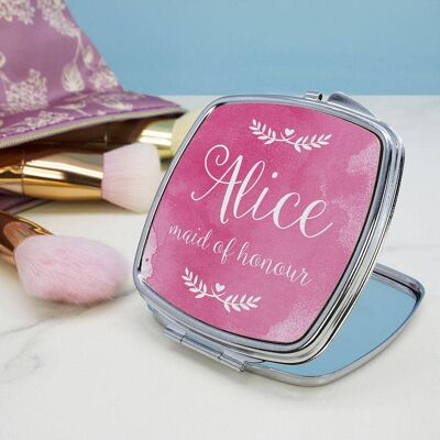 Personalised Wedding-Glam Compact Mirrors - Square (PER2368-001) (TreatRepublic2861)