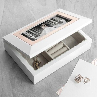 Personalised White & Rose Gold Photo Jewellery Box (PER3196-001) (TreatRepublic2867)