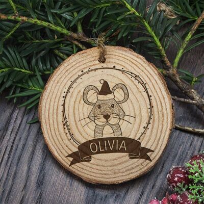 Personalised Woodland Mouse Christmas Tree Decoration (PER2440-001) (TreatRepublic2928)