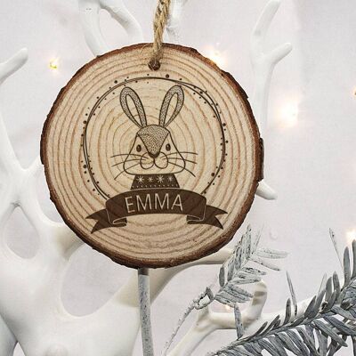 Personalised Woodland Rabbit Christmas Tree Decoration (PER2443-001) (TreatRepublic2932)