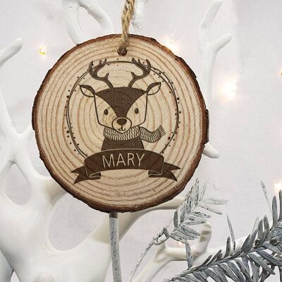 Personalised Woodland Reindeer Christmas Tree Decoration (PER2445-001) (TreatRepublic2936)