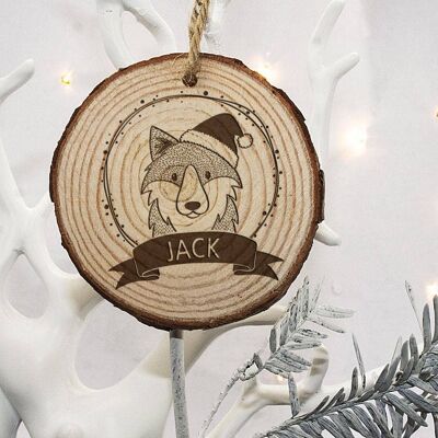 Personalised Woodland Wolf Christmas Tree Decoration (PER2446-001) (TreatRepublic2938)