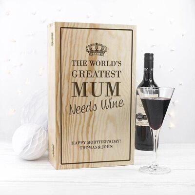 Personalised World's Greatest Mum Wine Box (PER3083-001) (TreatRepublic2947)