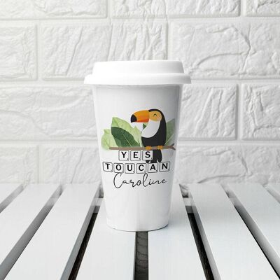 Personalised Yes Toucan Eco Travel Mug (PER3766-001) (TreatRepublic2957)