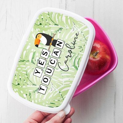 Personalised Yes Toucan Lunch Box (PER3768-PNK) (TreatRepublic2958)