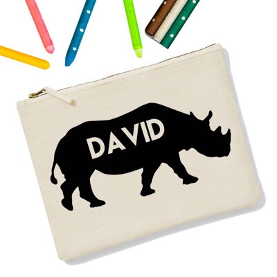 Rhino Personalised Zipup Pencil Case (PER3683-001) (TreatRepublic3001)