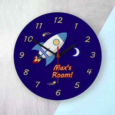 Rocket To The Moon Personalised Wall Clock (PER2112-001) (TreatRepublic3012)