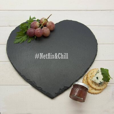 Romantic Hashtag Heart Slate Cheese Board (PER1008-001) (TreatRepublic3024)