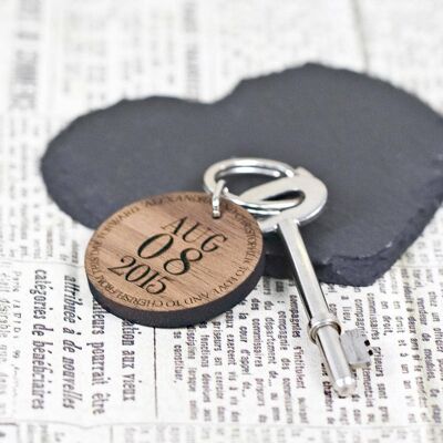 Round Key Ring with Date and Message (PER796-001) (TreatRepublic3059)