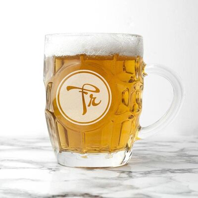 Round Monogrammed Dimpled Beer Glass (PER2813-001) (TreatRepublic3060)