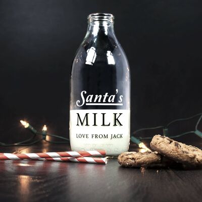 Santa's Glass Milk Bottle (PER1001-001) (TreatRepublic3066)
