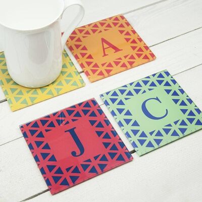 Set of Four Glass Coasters - Vibrant Design (PER2064-SQU) (TreatRepublic3074)