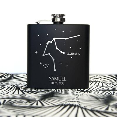 Star Constellation Matte Black Hip Flask (PER2162-001) (TreatRepublic3111)