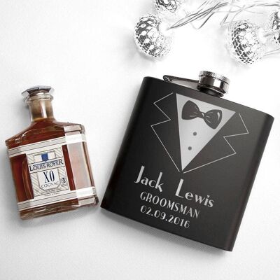 Thank You For Being My Groomsman Black Matte Hip Flask (PER2059-001) (TreatRepublic3140)