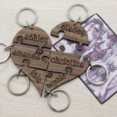 To Our Bridesmaid Heart Jigsaw Wooden Keyring (PER2018-THR) (TreatRepublic3162)