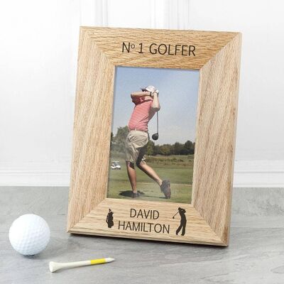 Top Golfer Engraved Oak Photo Frame (PER3129-SAN) (TreatRepublic3167)