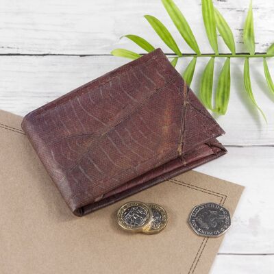 Vegan Leaf Leather Men's Wallet in Chestnut Brown (JUN12-BRO) (TreatRepublic3179)