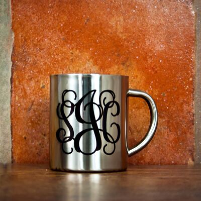 Vine Monogram Silver Outdoor Mug (PER583-001) (TreatRepublic3186)